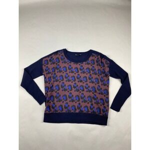 J. Crew Silk Wool Sweater Women's SIze XS Animal Print Blue